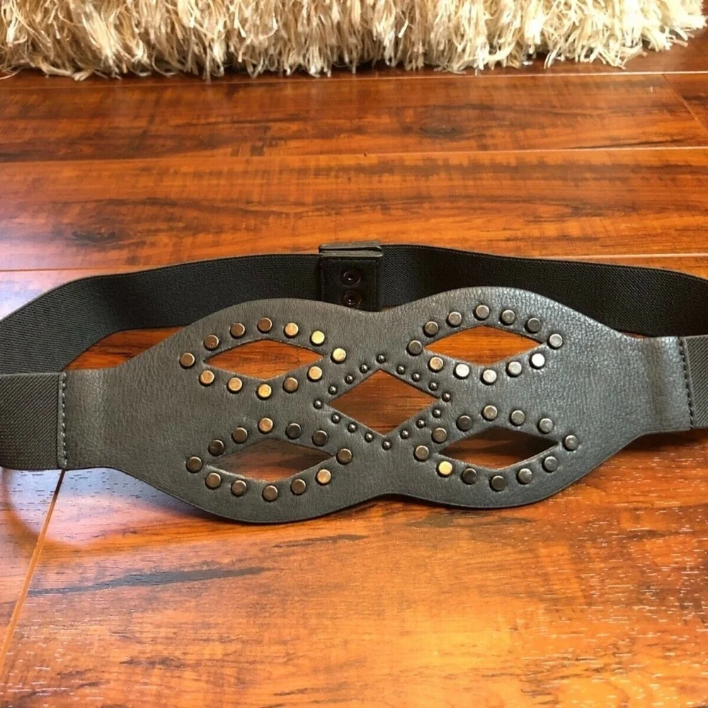 Brown Nickel Studded Bohemian Belt